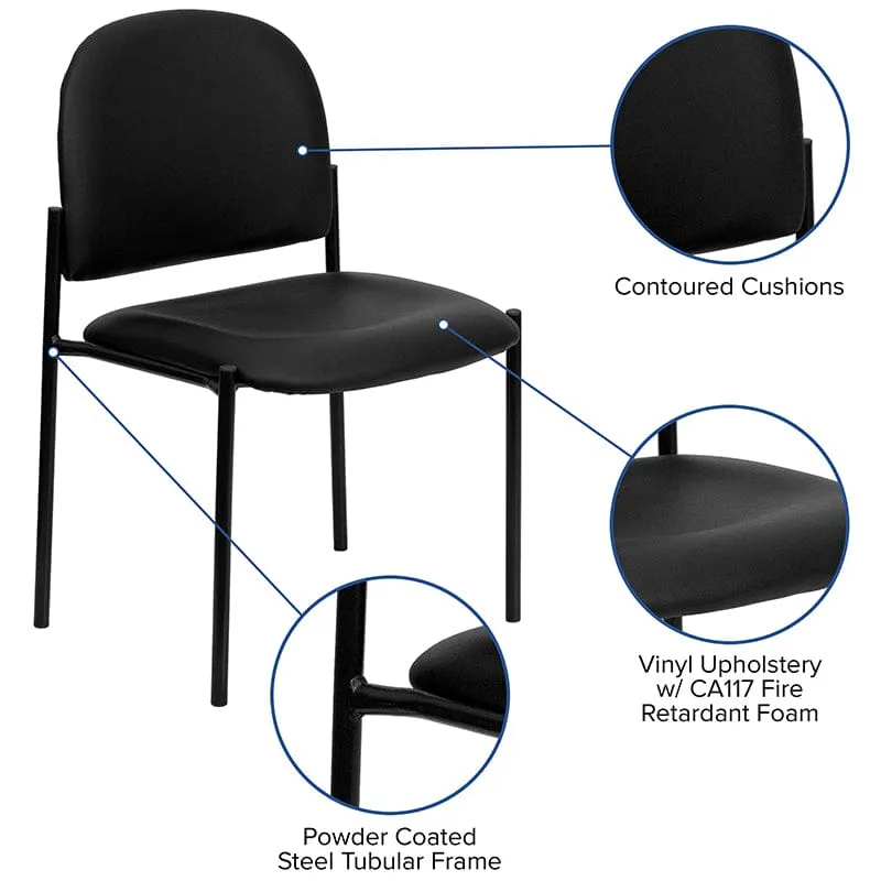 Comfort Black Fabric Stackable Steel Side Reception Chair - BT-515-1-BK-GG