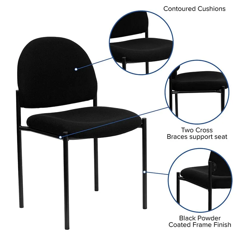 Comfort Black Fabric Stackable Steel Side Reception Chair - BT-515-1-BK-GG