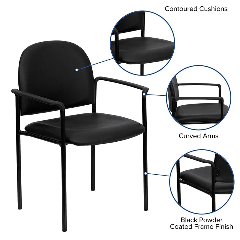 Comfort Black Fabric Stackable Steel Side Reception Chair with Arms - BT-516-1-BK-GG