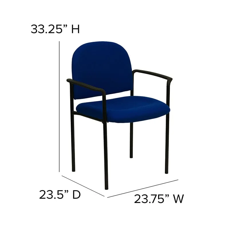 Comfort Black Fabric Stackable Steel Side Reception Chair with Arms - BT-516-1-BK-GG