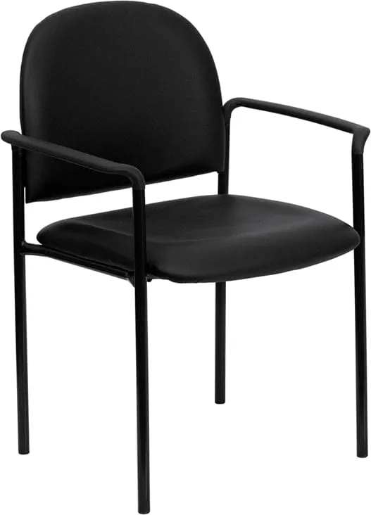 Comfort Black Fabric Stackable Steel Side Reception Chair with Arms - BT-516-1-BK-GG