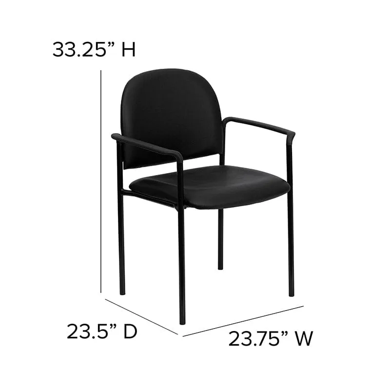 Comfort Black Fabric Stackable Steel Side Reception Chair with Arms - BT-516-1-BK-GG