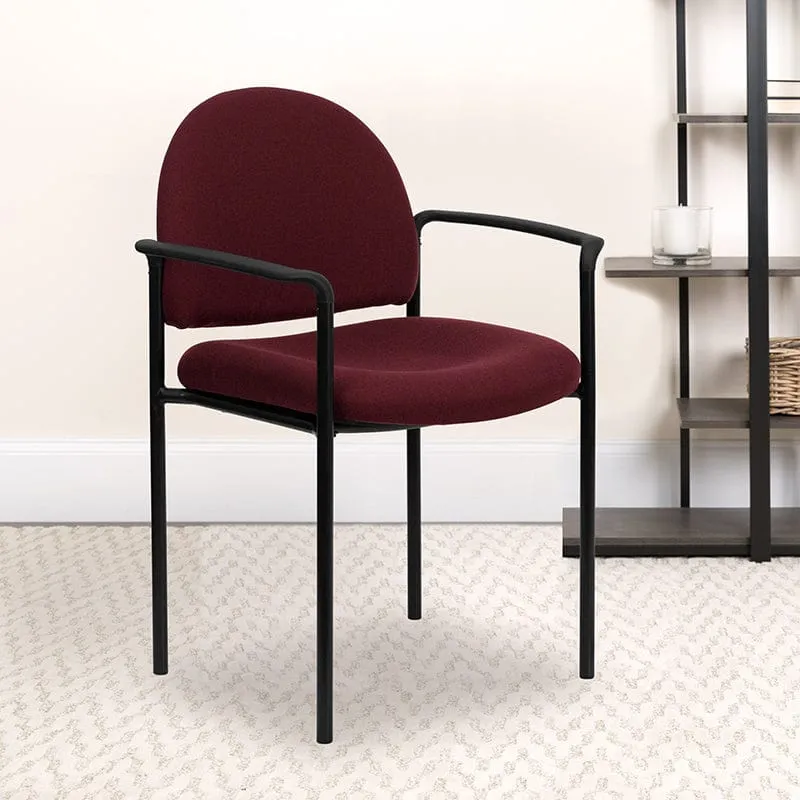 Comfort Black Fabric Stackable Steel Side Reception Chair with Arms - BT-516-1-BK-GG