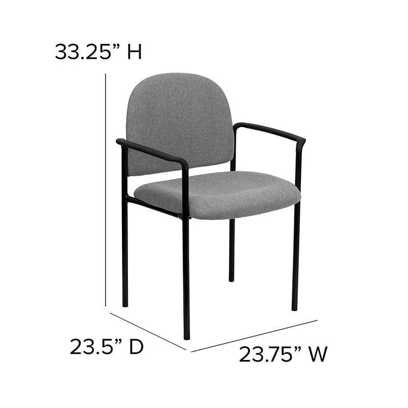 Comfort Black Fabric Stackable Steel Side Reception Chair with Arms - BT-516-1-BK-GG