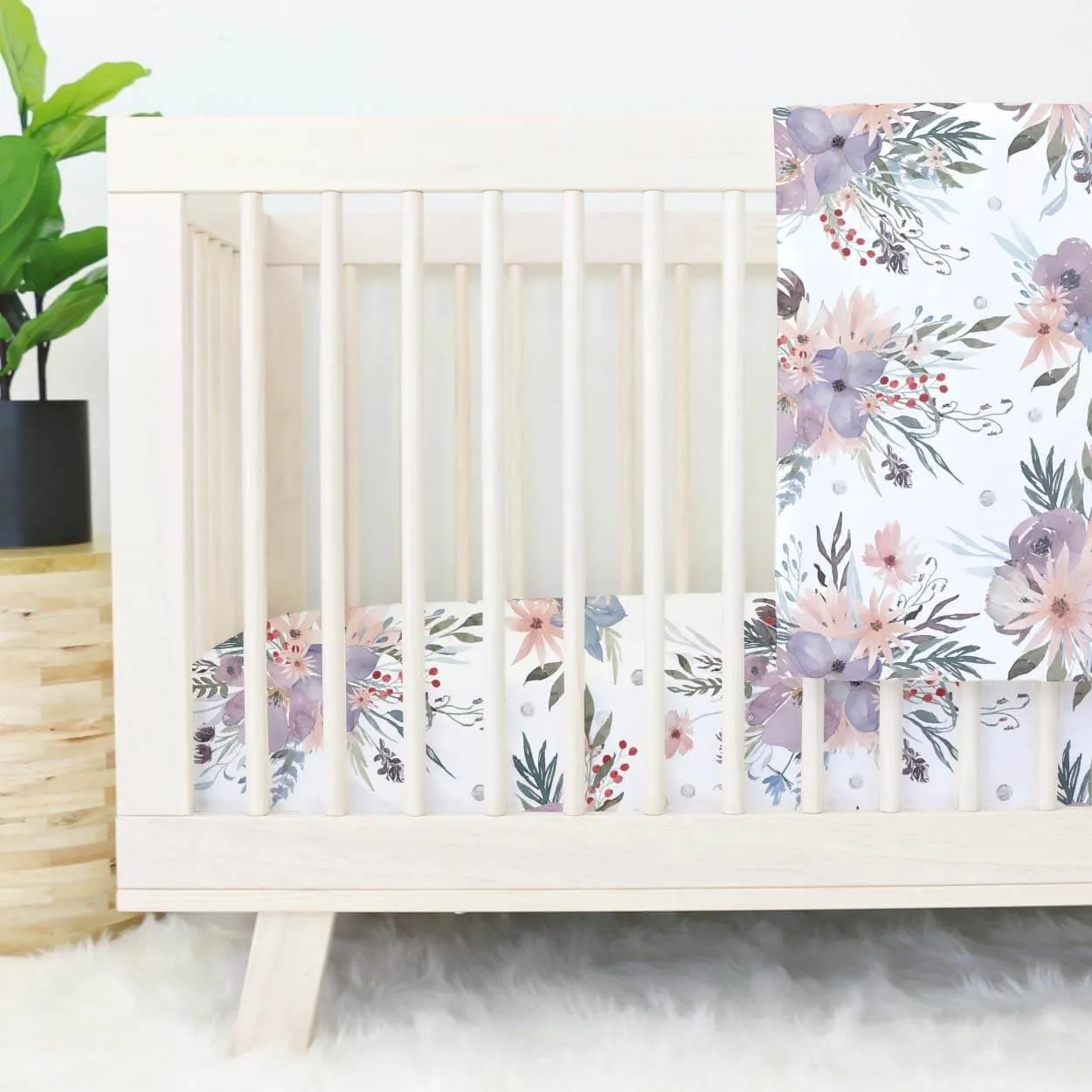 Crib Sheet - Rowan's Dusty Purple Bouquet