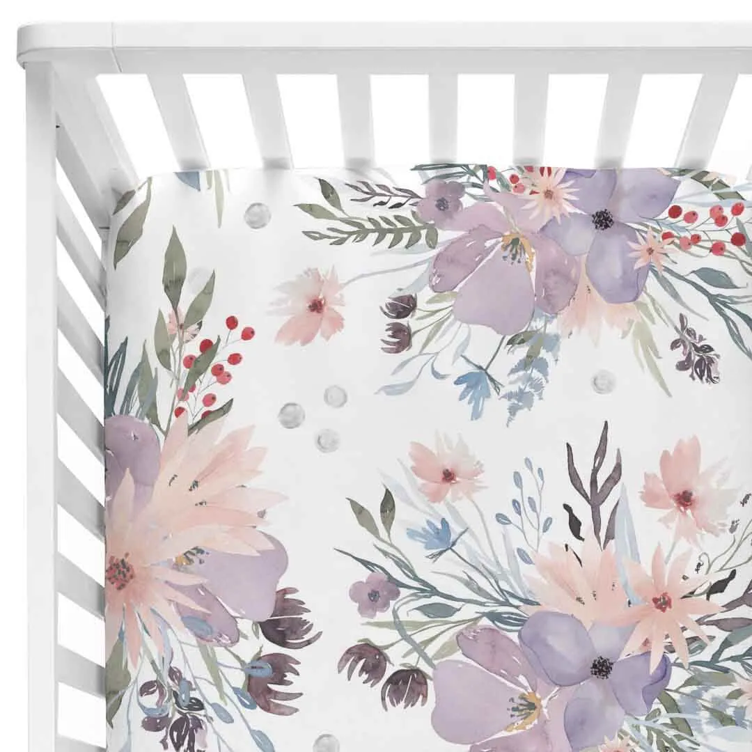 Crib Sheet - Rowan's Dusty Purple Bouquet