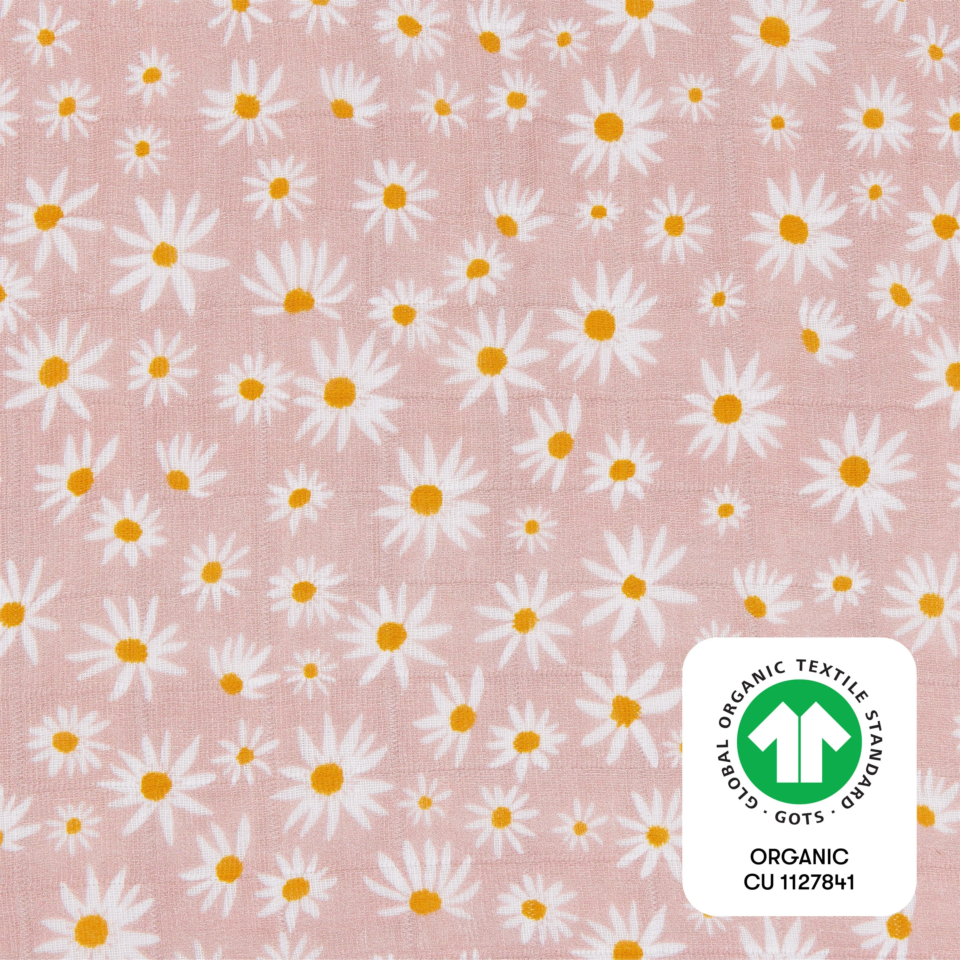 Daisy Crib Sheet in GOTS Certified Organic Muslin Cotton