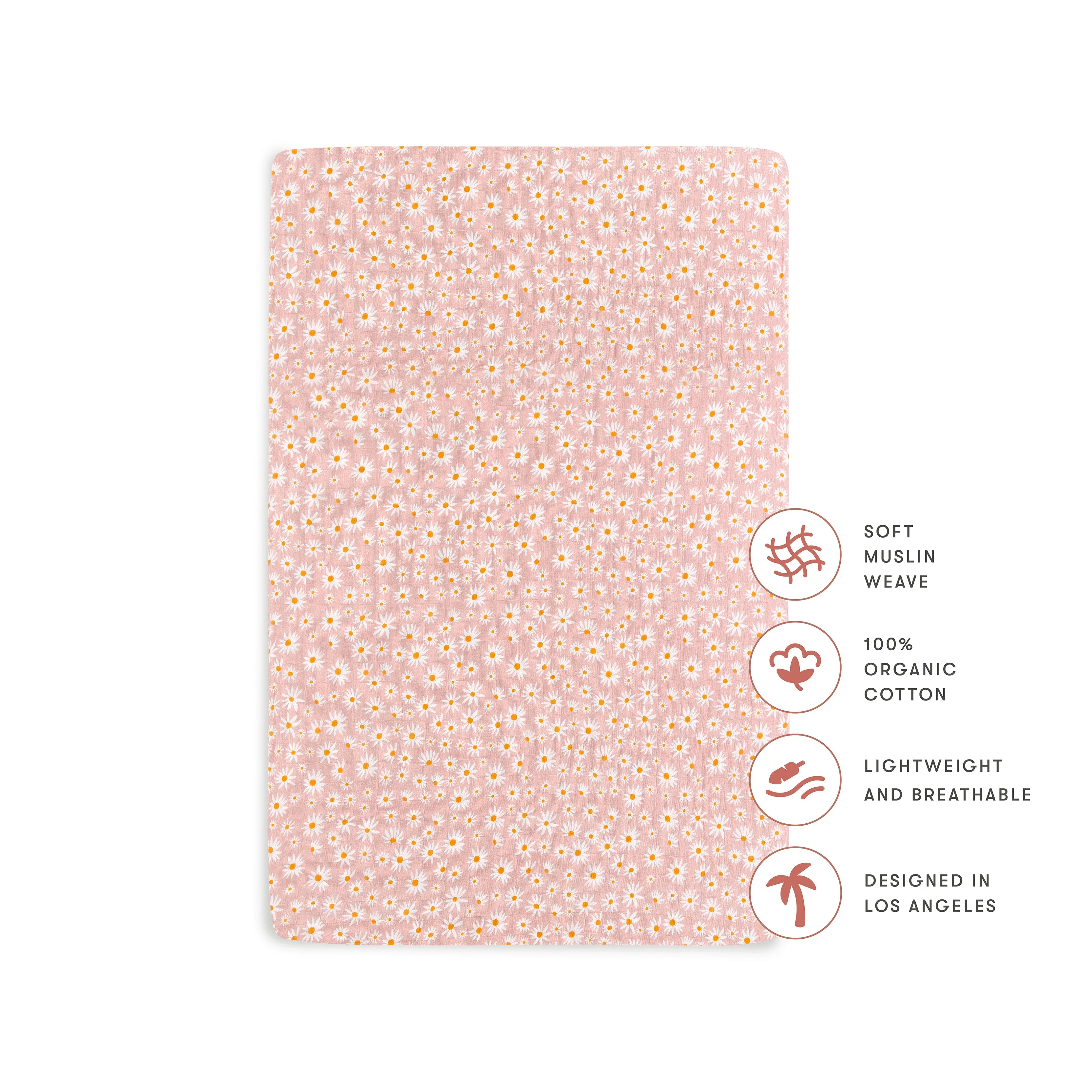 Daisy Mini Crib Sheet in GOTS Certified Organic Muslin Cotton