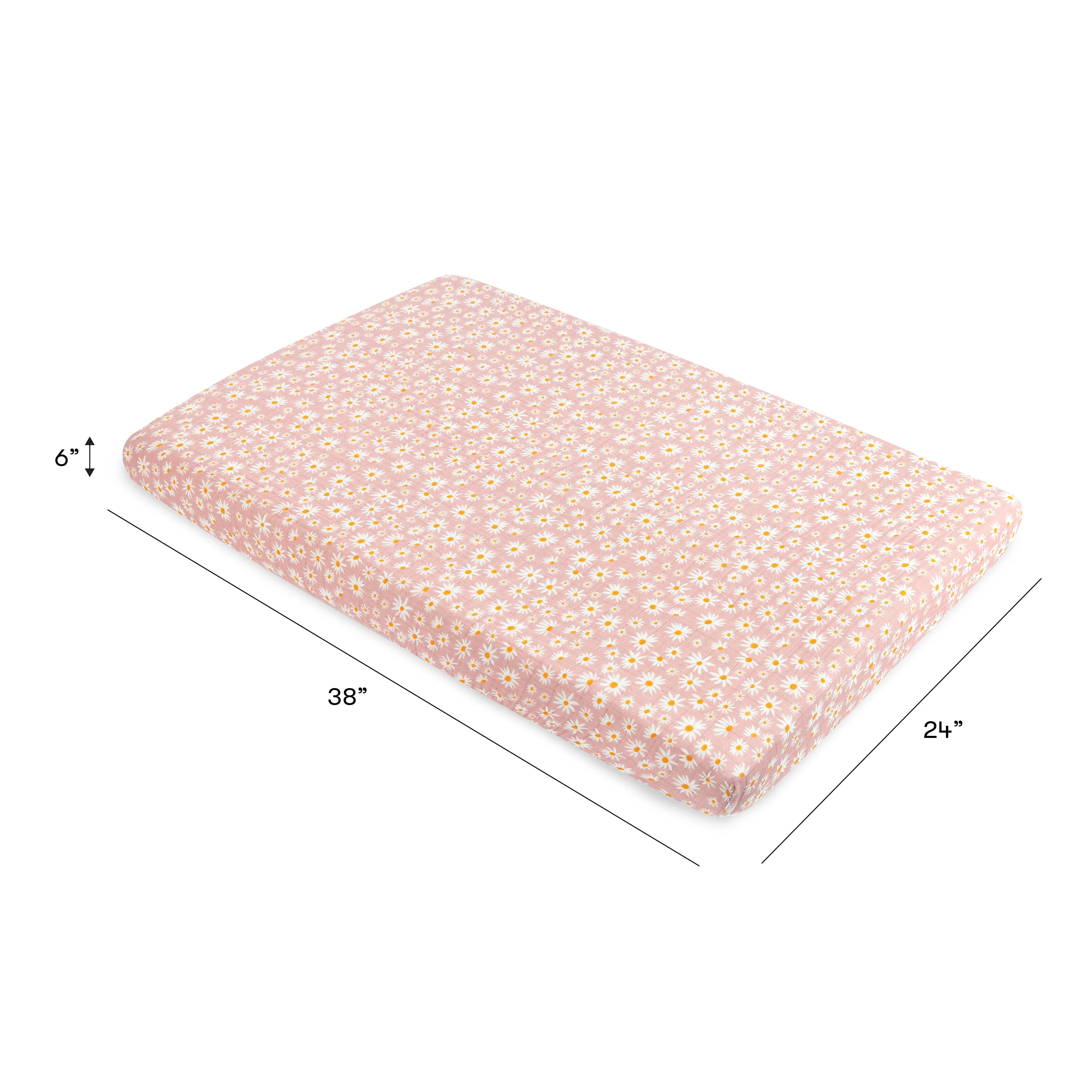 Daisy Mini Crib Sheet in GOTS Certified Organic Muslin Cotton