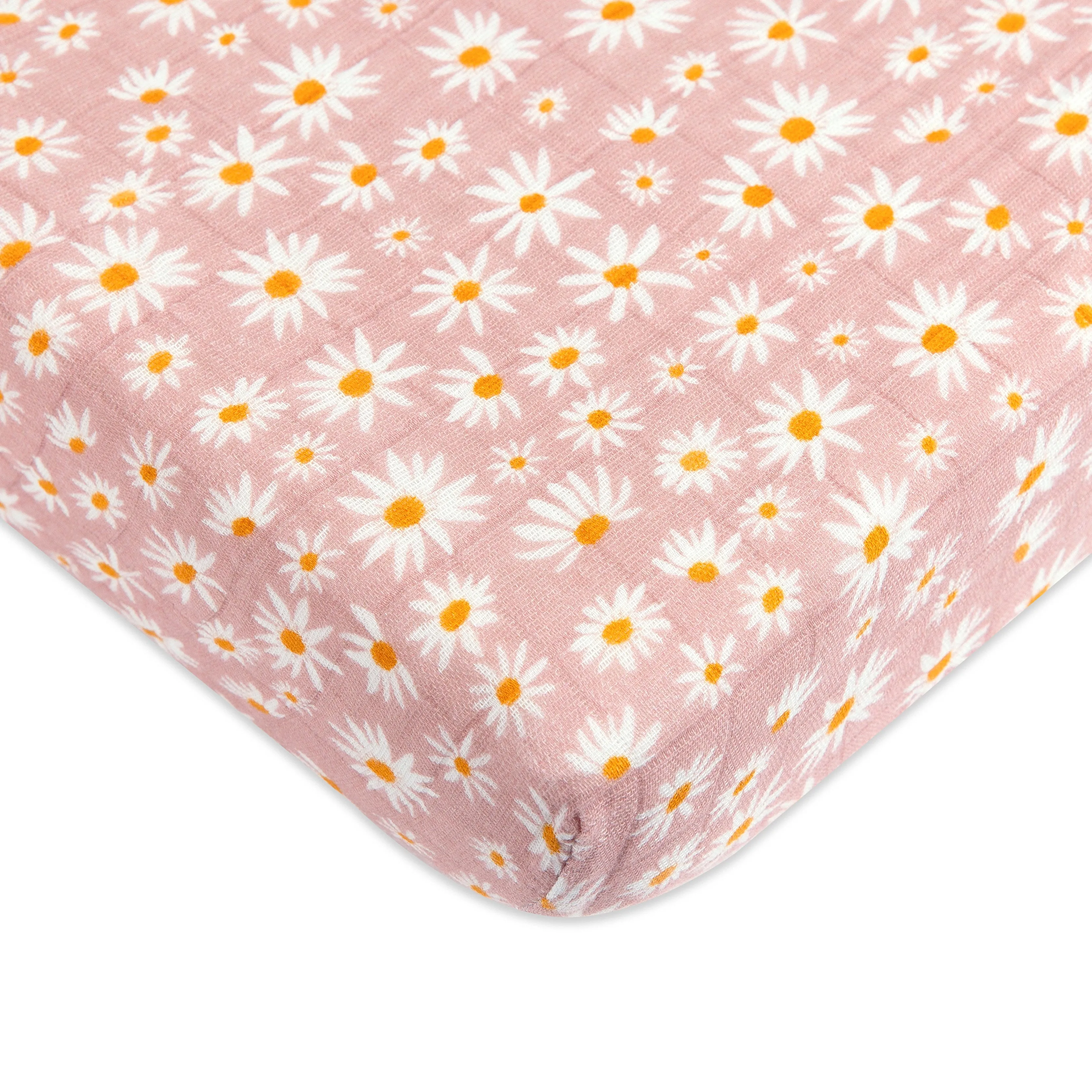 Daisy Mini Crib Sheet in GOTS Certified Organic Muslin Cotton