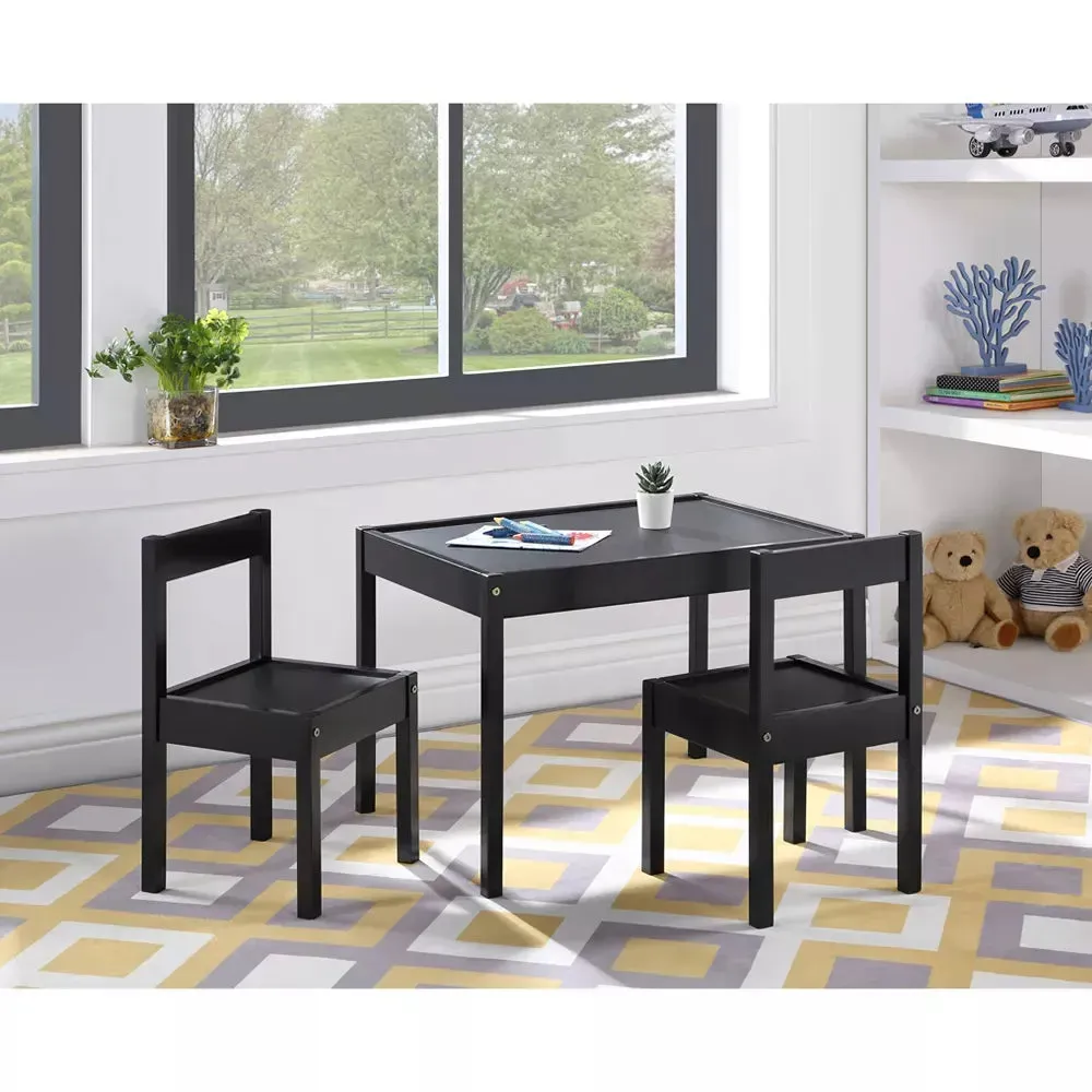 Della Solid Wood Kids' Table and Chair Set - Black - 3pc (Floor Model)