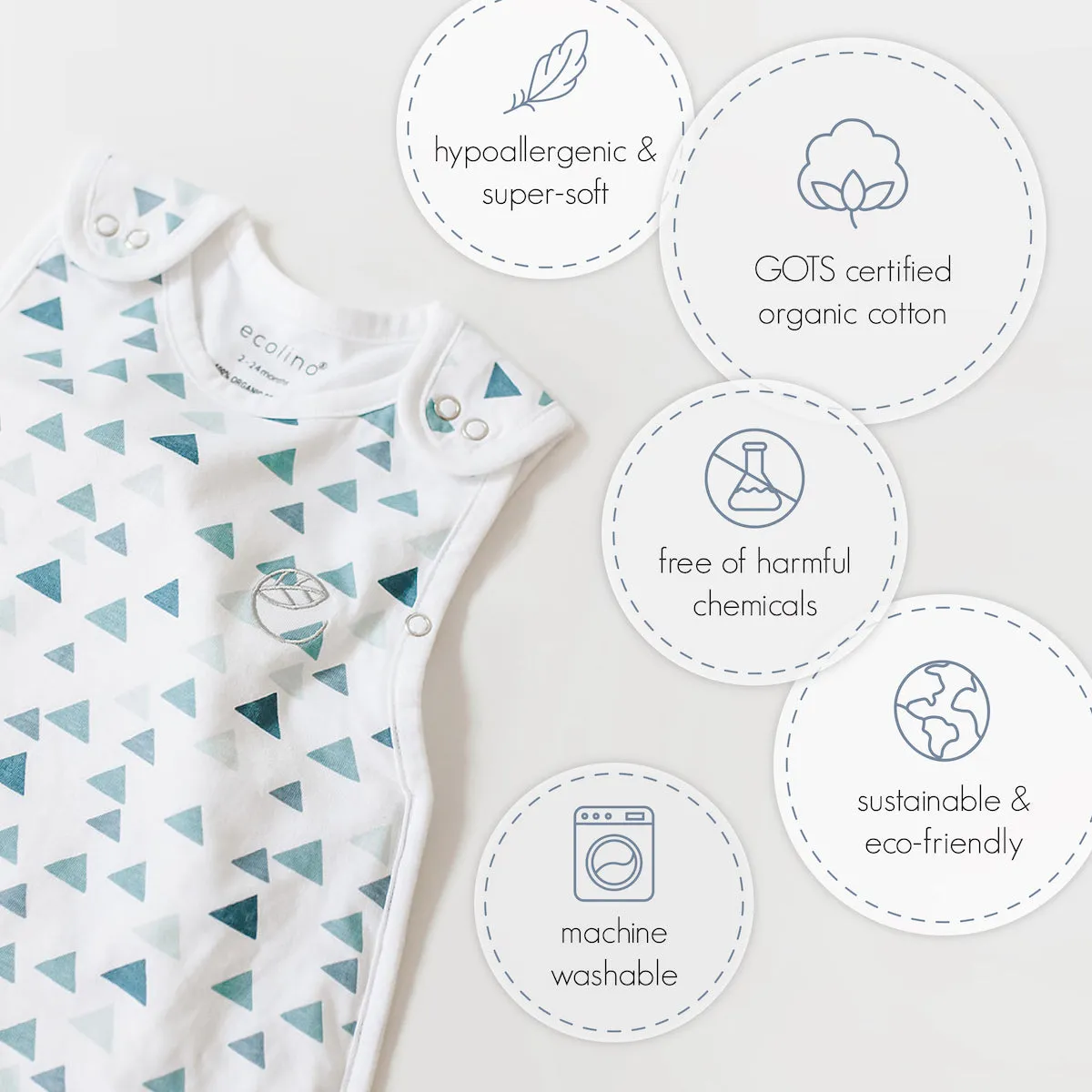 Ecolino® Adjustable Baby Sleep Bag, Organic Cotton, Universal Size: 2 Months - 2 Years, Small Flower