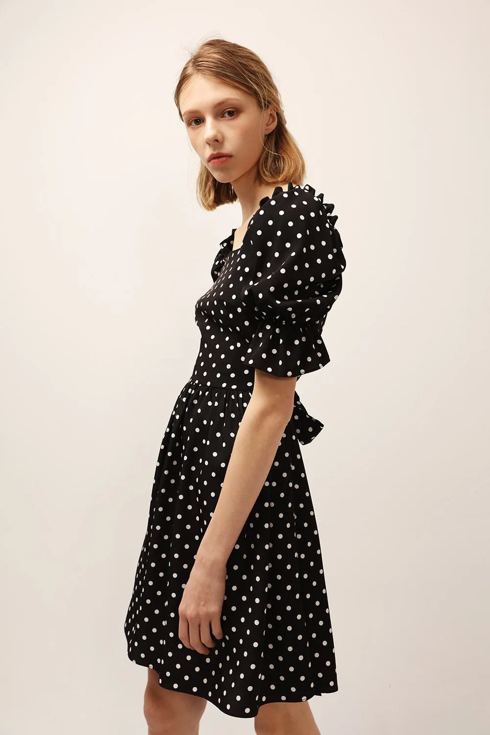 Emily Square Neck Polka Dot Dress