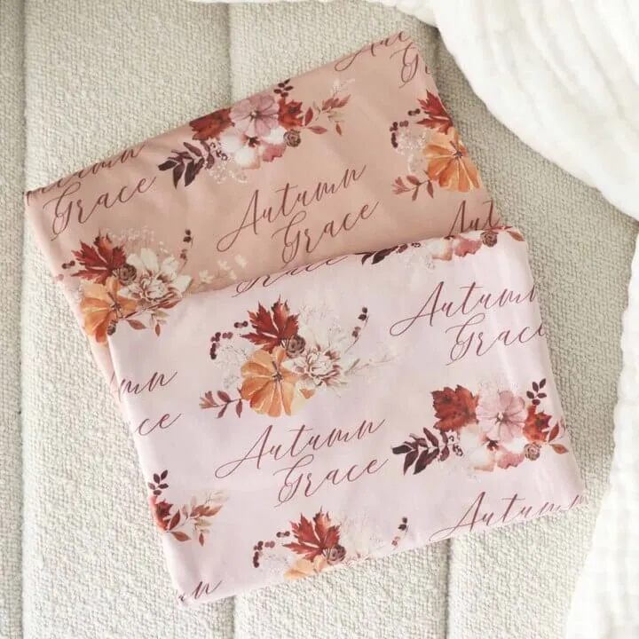 Fall Floral Personalized Swaddle Blanket