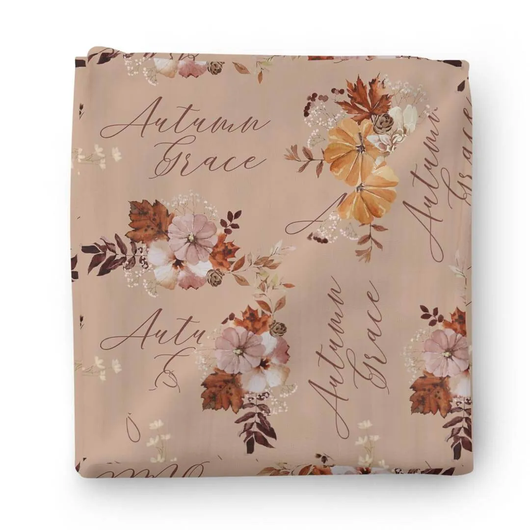 Fall Floral Personalized Swaddle Blanket