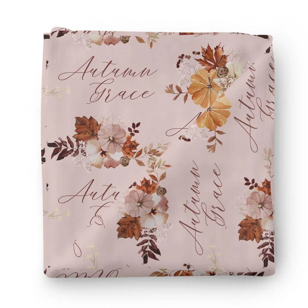 Fall Floral Personalized Swaddle Blanket