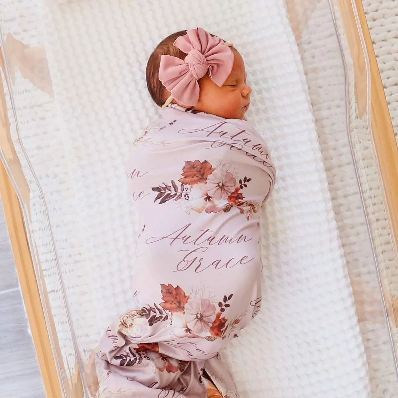 Fall Floral Personalized Swaddle Blanket