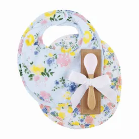 Floral Muslin Bib Spoon Set