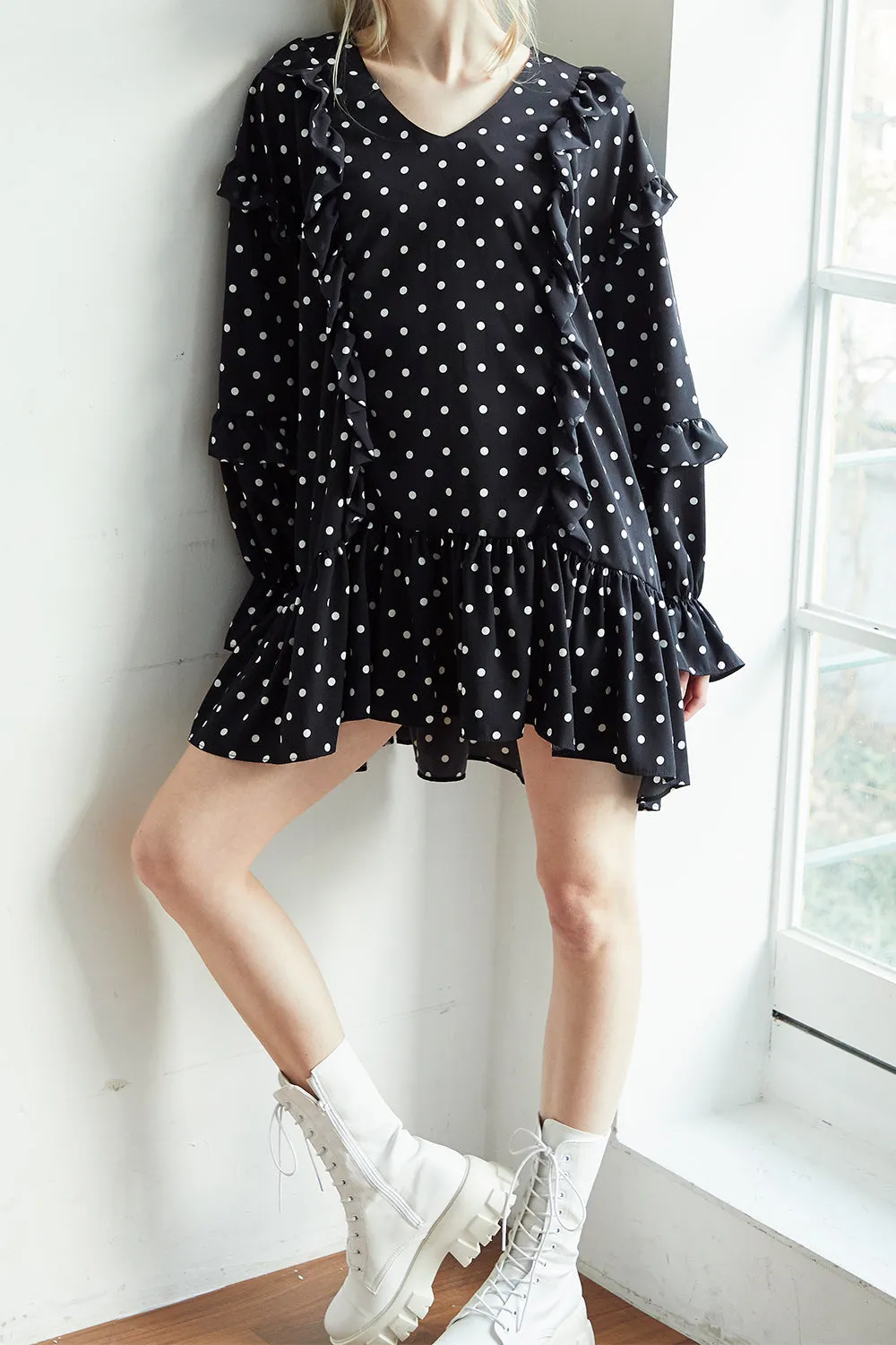 Gemma Polka Dot Ruffle Dress