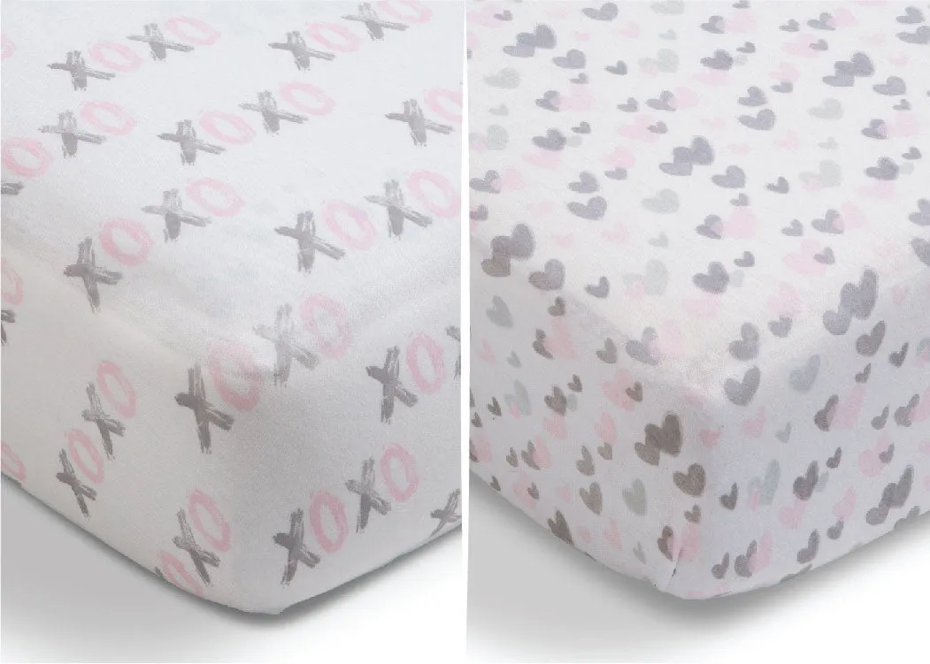 Hearts N Kisses Fitted Crib Sheets - 2 Pack