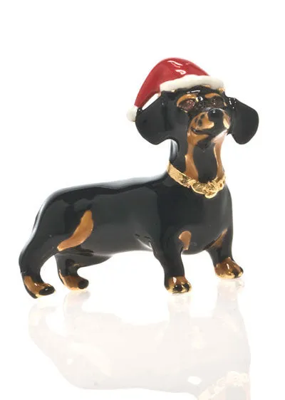 Jet Black Dachshund Christmas Adorable Pooch Pin