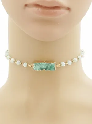 Kelly Green Druzy Stone Choker