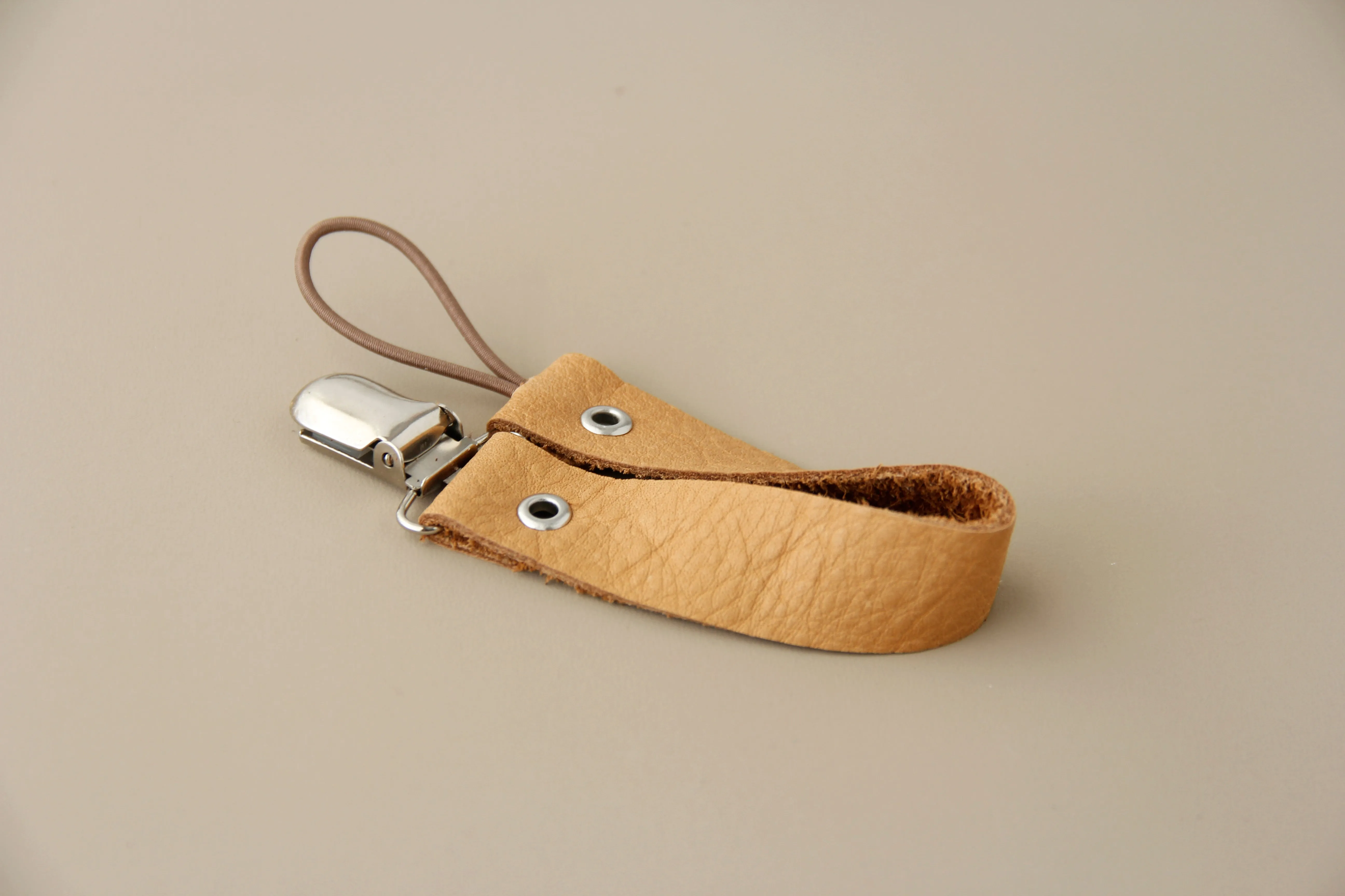 Leather Pacifier Holder  - Kaki