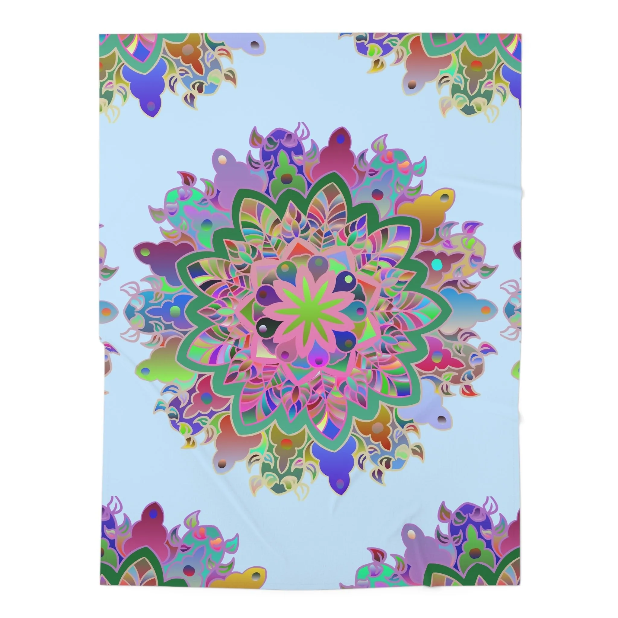 Light Blue Mandala Baby Swaddle Blanket - Mandala Art Design