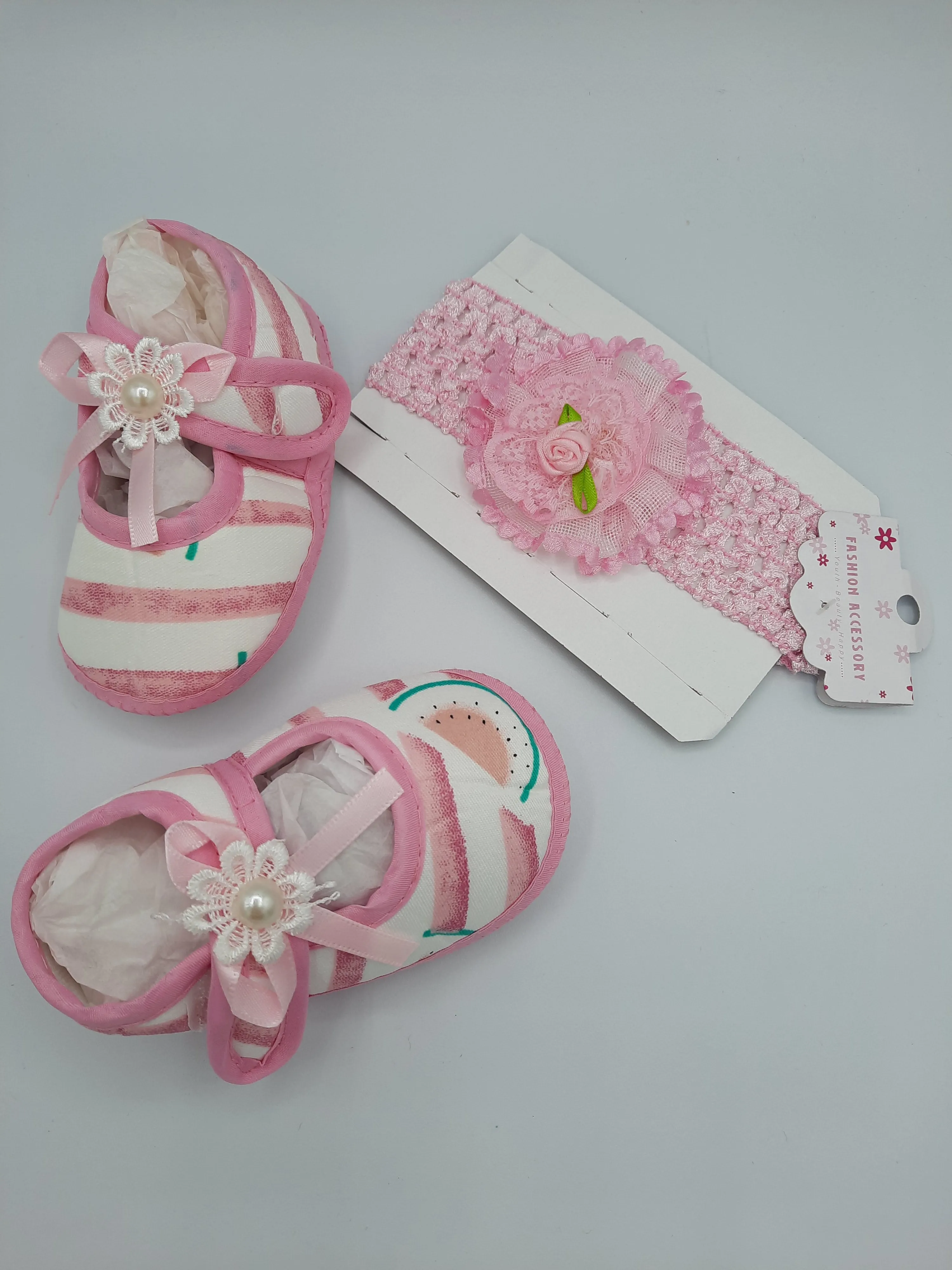 Light Pink Baby Headband and Baby socks gift set