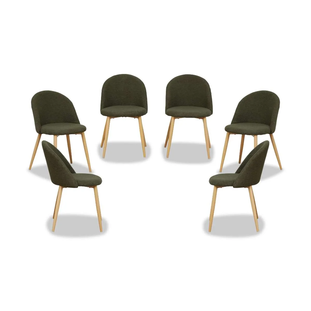 Londyn Dining Chairs - Green Boucle Set of Six Bundle