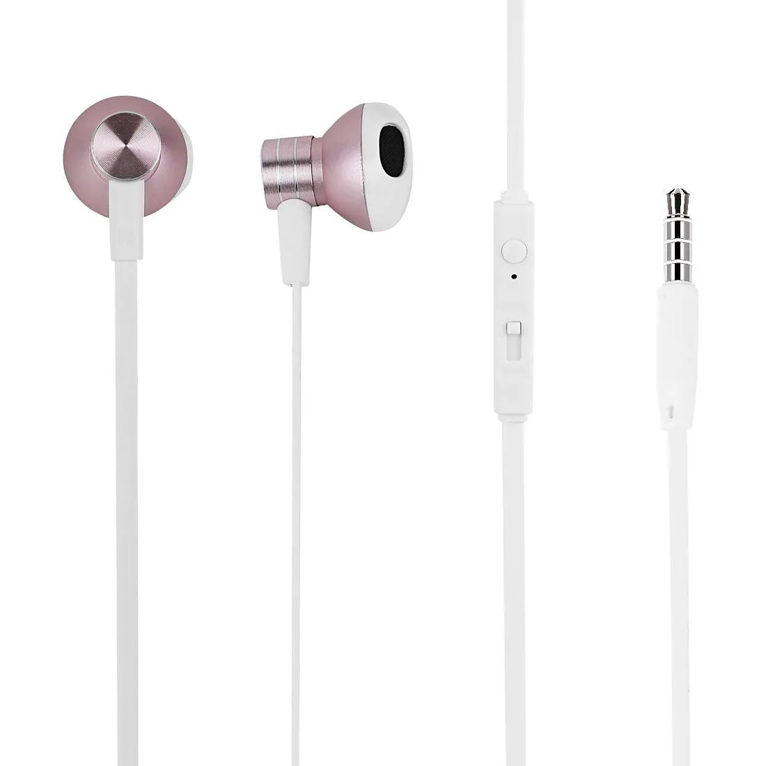 Miniso Metallic in-Ear Headphones (Rose Gold) for Mobiles Phones with HD Sound Super Bass, in-line mic & 3.5mm Jack Wired Earphones