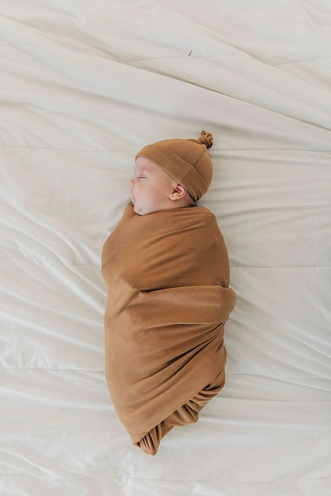 Mustard Bamboo Swaddle Hat OR Head Wrap Set