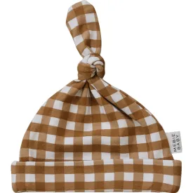 Mustard Gingham Newborn Knot Hat