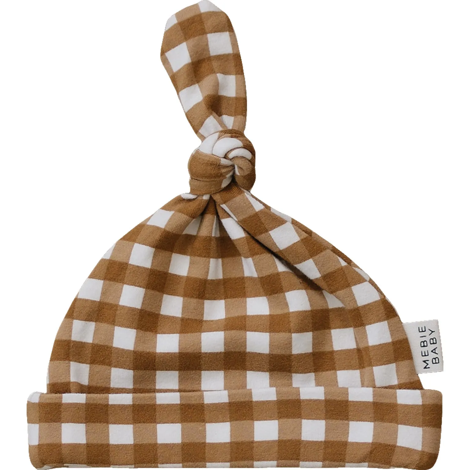 Mustard Gingham Newborn Knot Hat