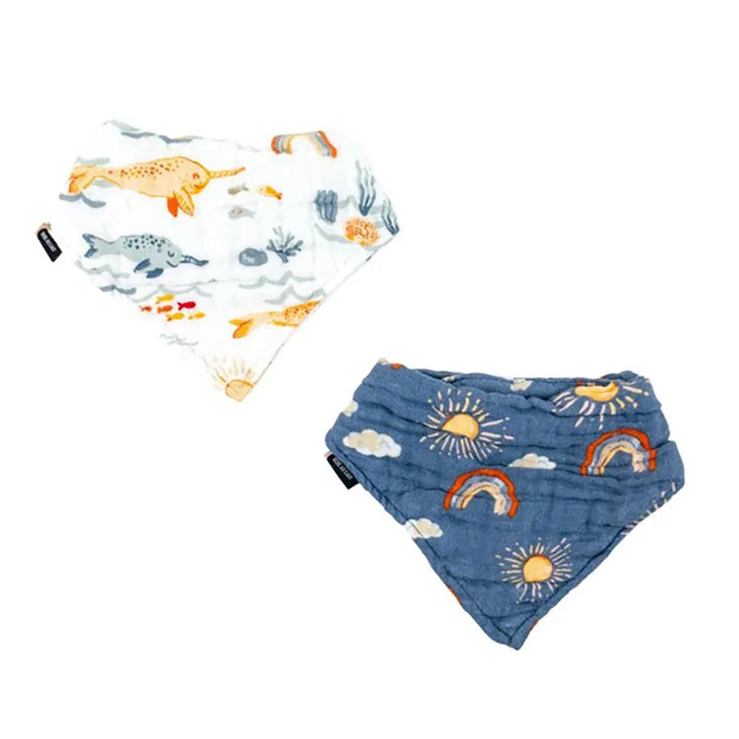 Narwhal and Sun Bandana Bib 2-pk