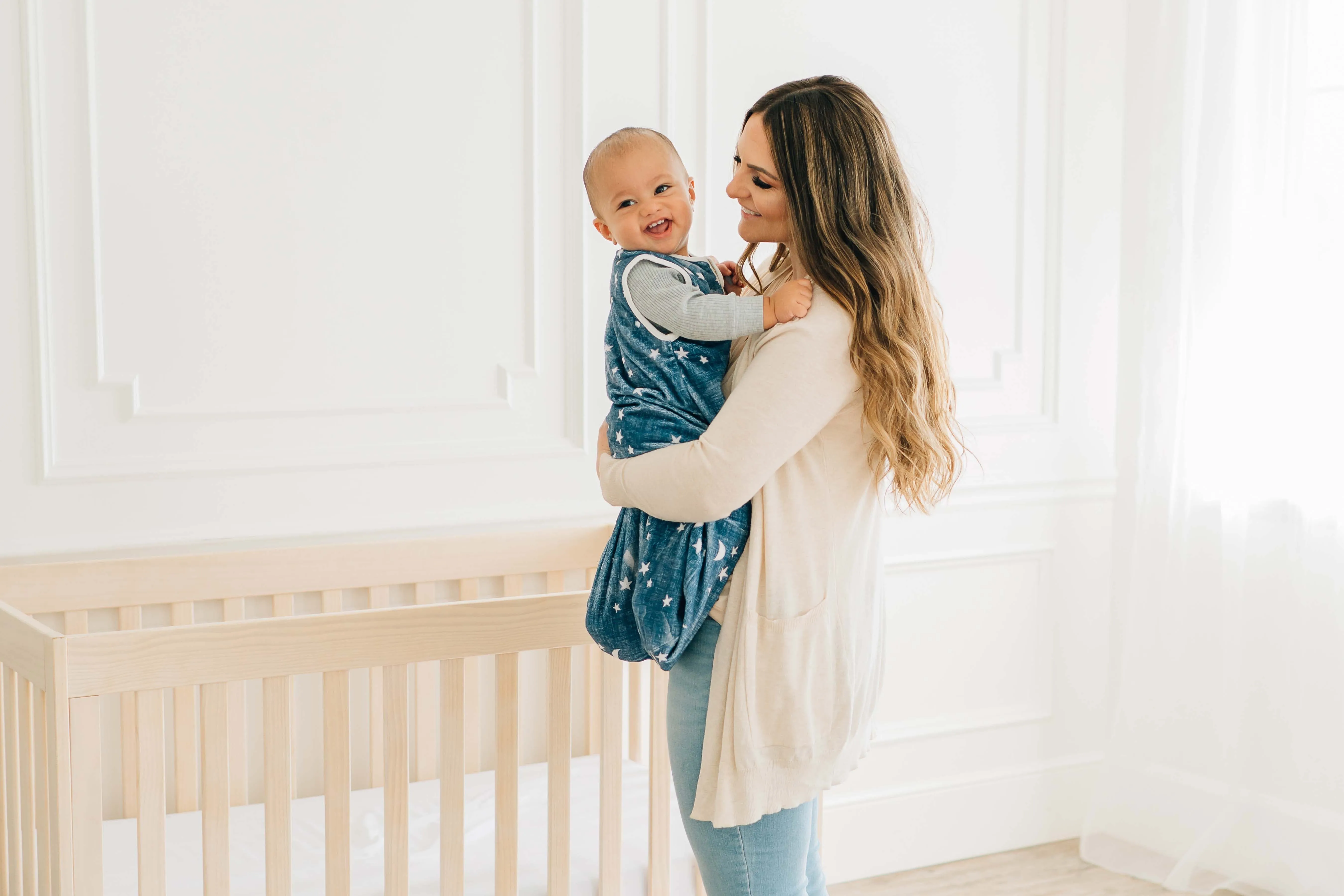 Navy Stars and Moons Wearable Minky Blanket