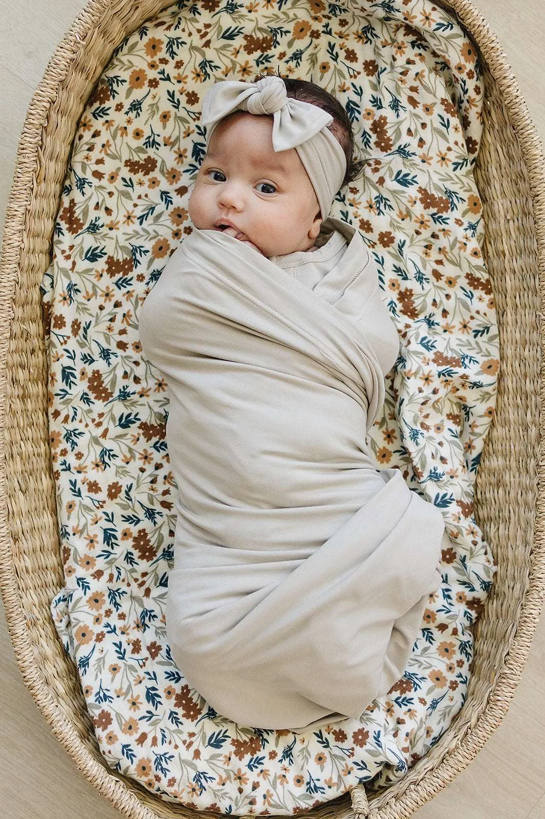 Oatmeal Bamboo Swaddle Hat OR Head Wrap Set