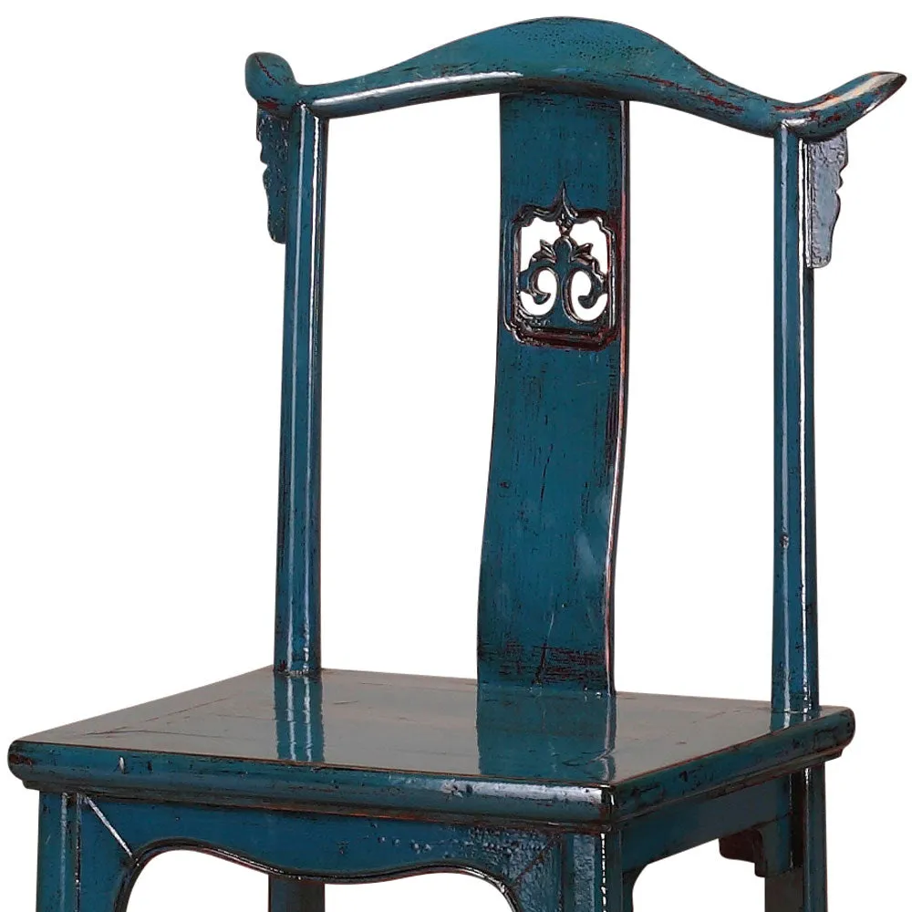 Pair of Blue Yoke-Back Side Chairs