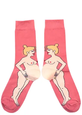 Pregnant Blonde White Woman Socks