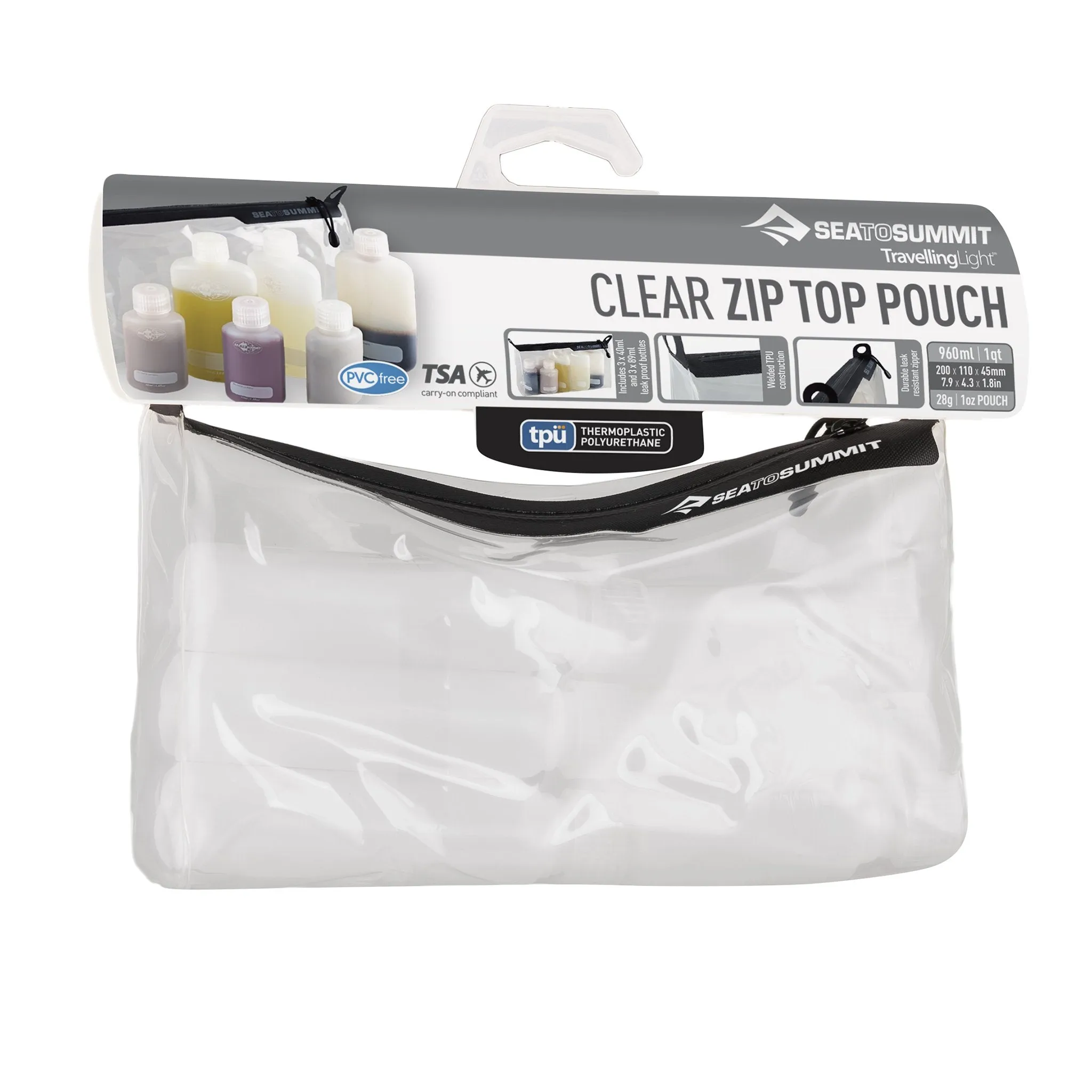 Sea to Summit Traveling Light Clear TPU Zip Pouch & 6 Bottles