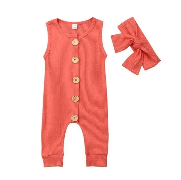 Sleeveless Onesie Bow Headband Outfit