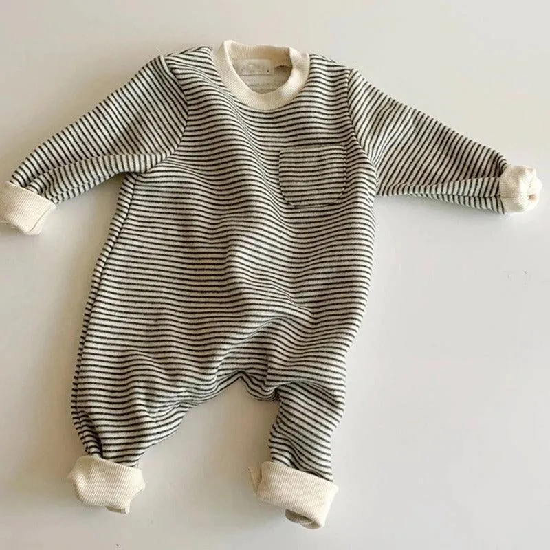 Striped Round Neck Onesie