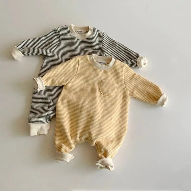 Striped Round Neck Onesie