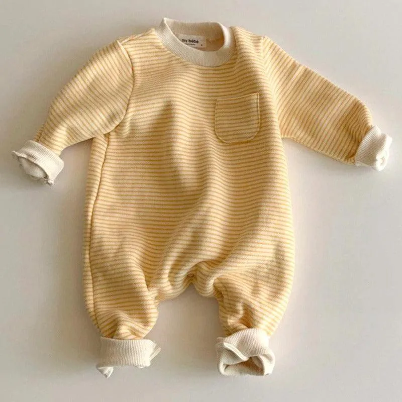 Striped Round Neck Onesie