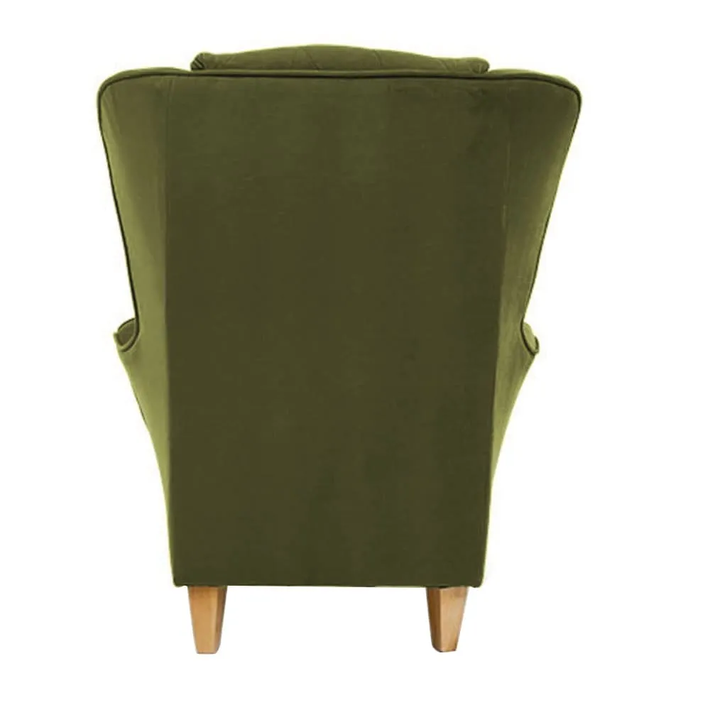 Stuffed Wing Chair in Green Color