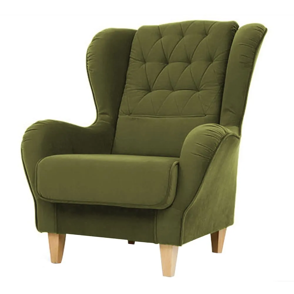 Stuffed Wing Chair in Green Color