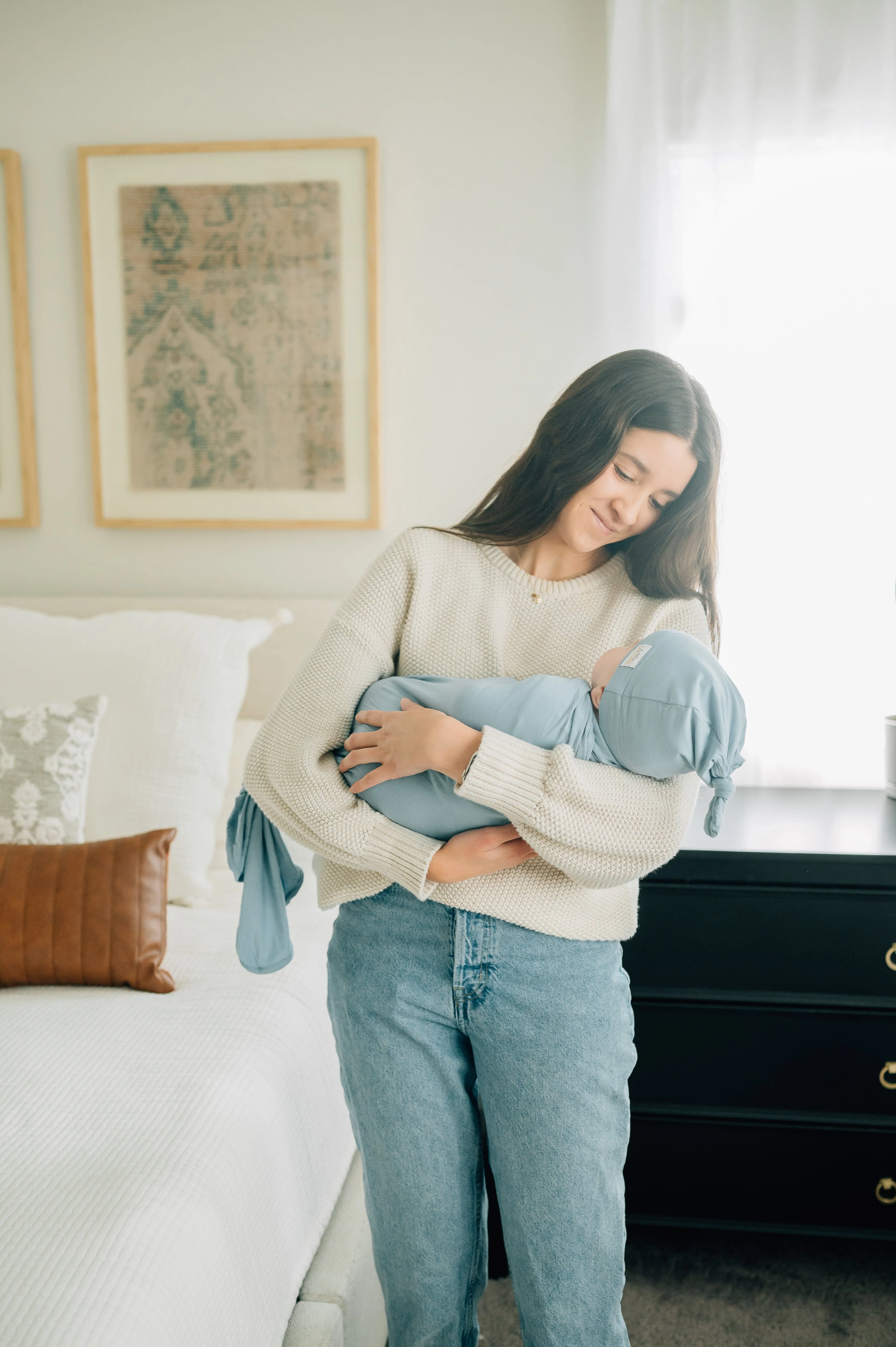 Swaddle and Hat - Denim