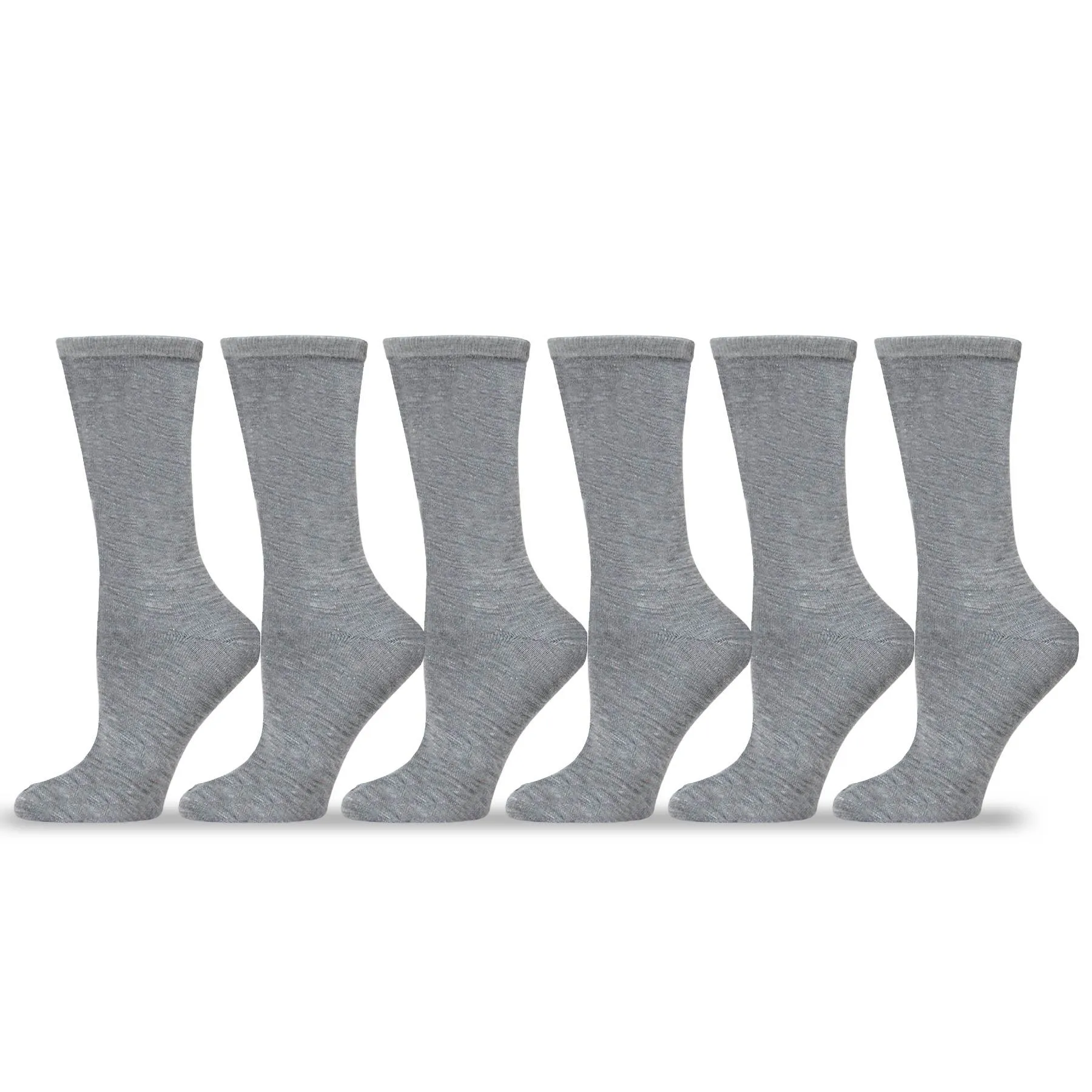 TeeHee Socks Women's Casual Polyester Crew White/Grey 12-Pack (12240)