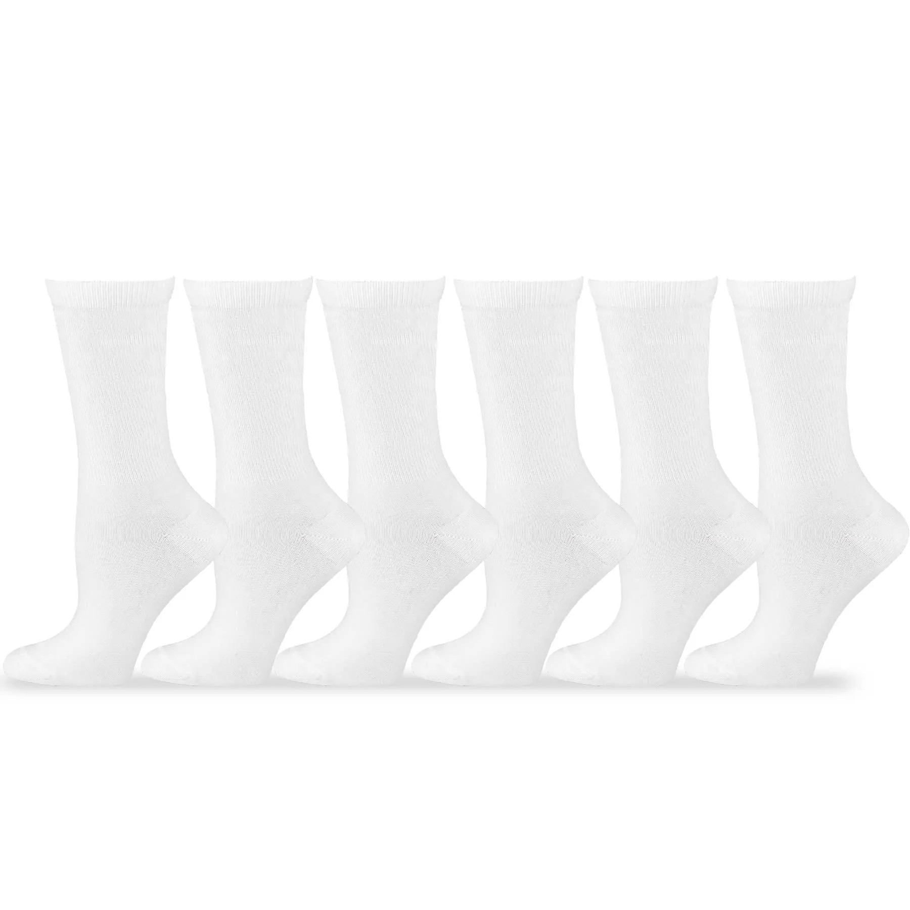 TeeHee Socks Women's Casual Polyester Crew White/Grey 12-Pack (12240)