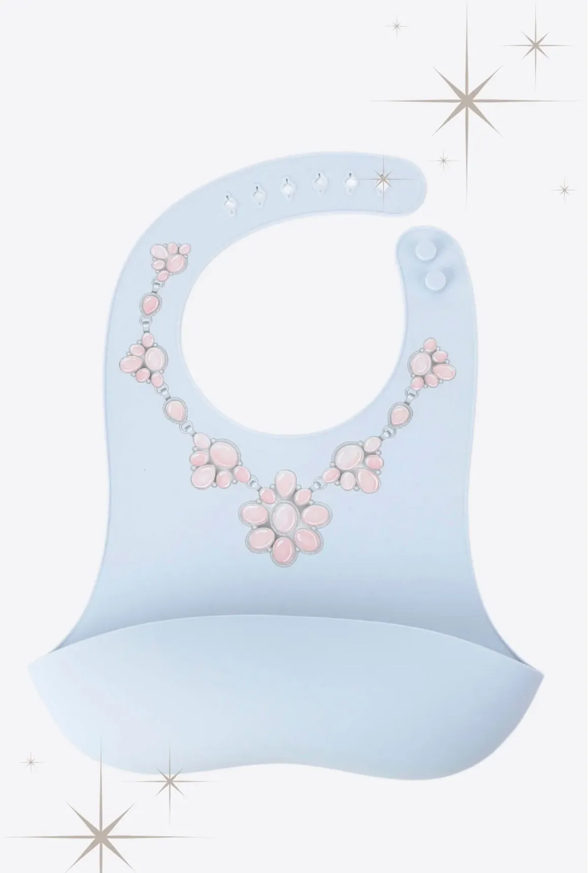 The Pink Conch Silicone Bib in Baby Blue